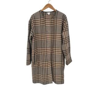 J Jill Jacket Wool Blend Snap Front Brown Plaid Size Medium